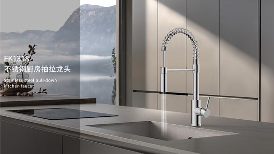 High Pressure Kitchen Faucet With 20 Inches Hose Length And Single Handle Pull Down Sprayer 0.05-1.2Mpa Water Pressure