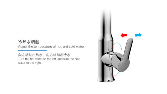 Kitchen Faucet Extend Water Outlet Pipe And Fold It At Multiple Angles For Cold And Hot Water