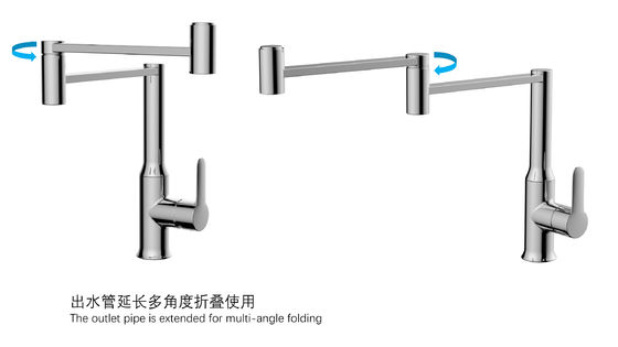 Kitchen Faucet Extend Water Outlet Pipe And Fold It At Multiple Angles For Cold And Hot Water