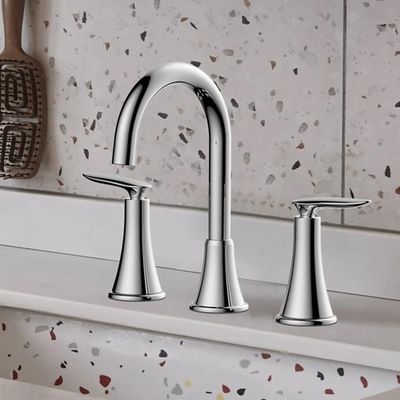 Convenient And Easy To Clean Bathroom Faucet With Double Handle Control For Precise Water Temperature Adjustment