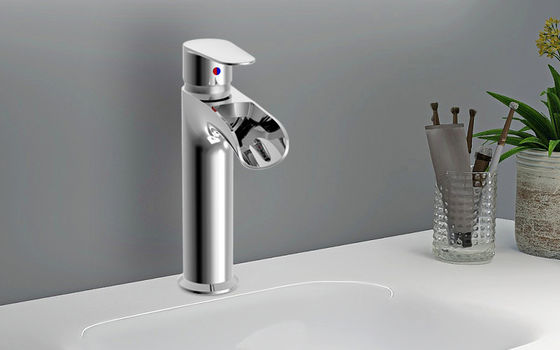 Unique Arc Design Single handle Basin Faucet in Bright Silver and Ornamental Value