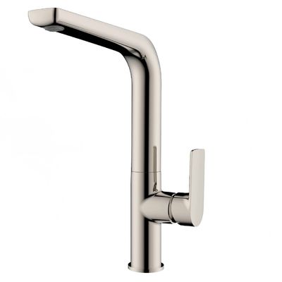 Convenient and Stylish Kitchen Faucet with Slender Columnar Body and Flat Square Handle