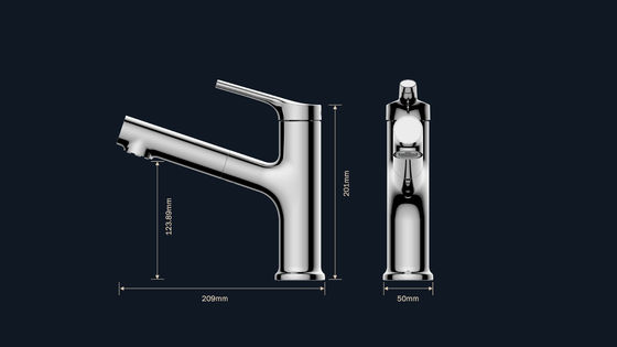Single Handle Brass Gold Basin Taps With Temperature Display Can Be Pulled