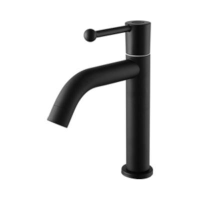 Cold Brass Single Hole Bathroom Faucet Black Polished Surface Treatment
