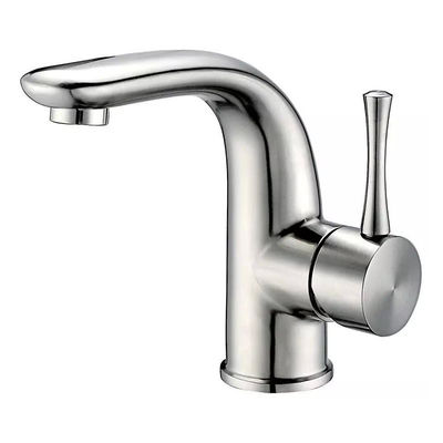 Silver 304 Stainless Steel Basin Taps Single Hole Single Handle