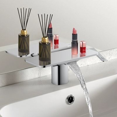 Luxury Brass Bathroom Storage Hot And Cold Single Handle Faucet Polished