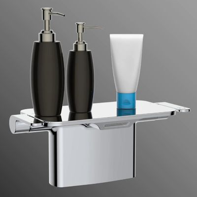 Double Handle Installation Silver Bathroom Shelving Basin Faucet  Ceramic Valve Core