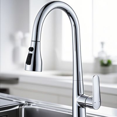 Shiny Texture Kitchen Pull Down Faucet Stable Water Pressure No Dead Ends Cleaning