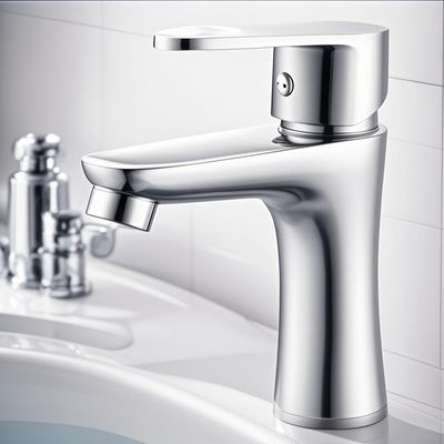 European Style Silver Bathroom Sink Faucets Single Hole Basin Mixer Ceramic Valve Core