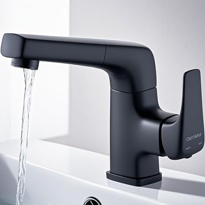 Brass Yahei Bathroom Textured Single Handle Basin Faucet Exquisite Stretch