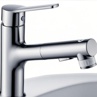 Bathroom Tree Fork Pull Single Handle Basin Faucet With Mouthwash 1.5M Pull Hose
