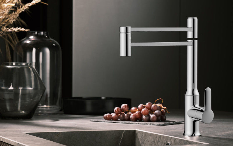 Kitchen Faucet Extend Water Outlet Pipe And Fold It At Multiple Angles For Cold And Hot Water
