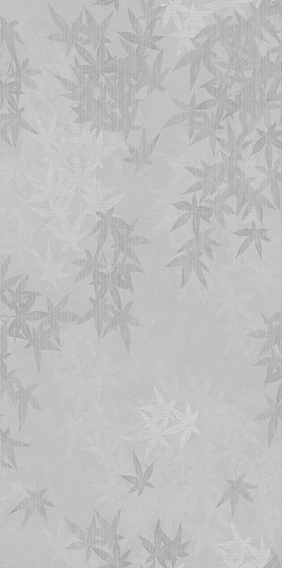 Thickness 9mm 6 x 12 ceramic wall tile For Interior Light Gray Bamboo Leaf Pattern