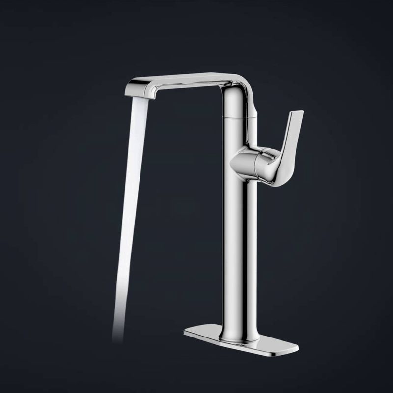 Simple Single Hole Single Handle Water Mixer Tap For Wash Basin Chrome Brass Material