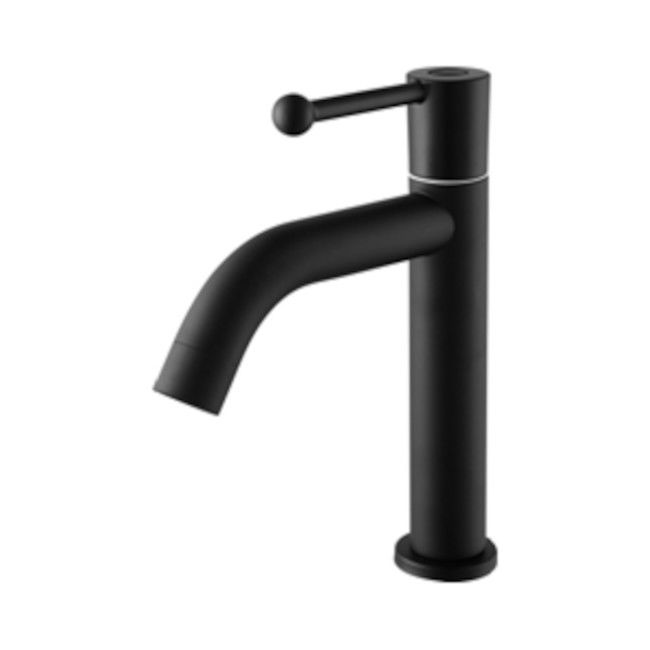 Cold Brass Single Hole Bathroom Faucet Black Polished Surface Treatment