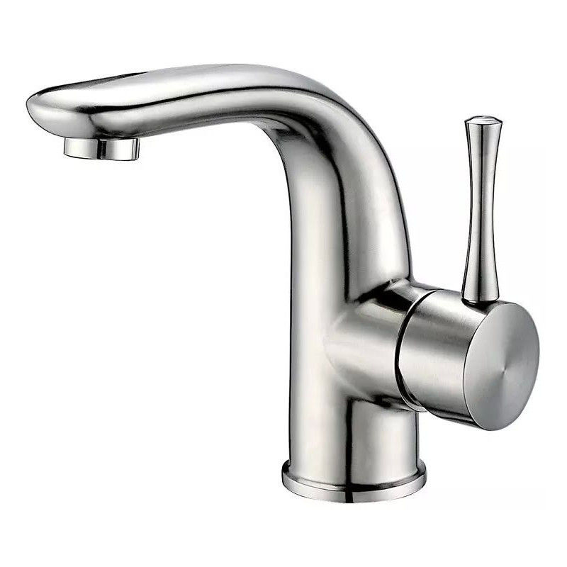 Silver 304 Stainless Steel Basin Taps Single Hole Single Handle