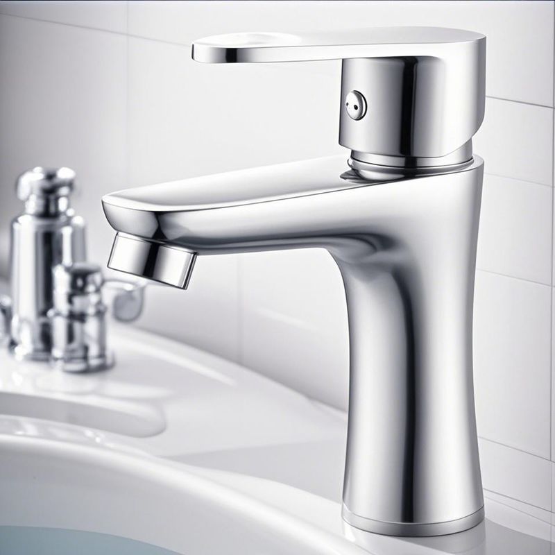 European Style Silver Bathroom Sink Faucets Single Hole Basin Mixer Ceramic Valve Core